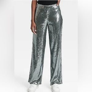 Gunmetal grey sequin pants size 10 NWT